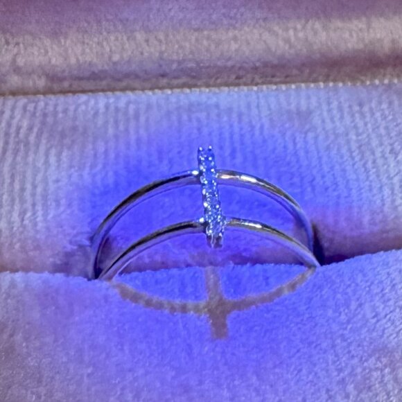 Joie de Viv Lab-Grown Diamond Double Bar Ring in Sterling Silver, size 8 - Picture 3 of 11